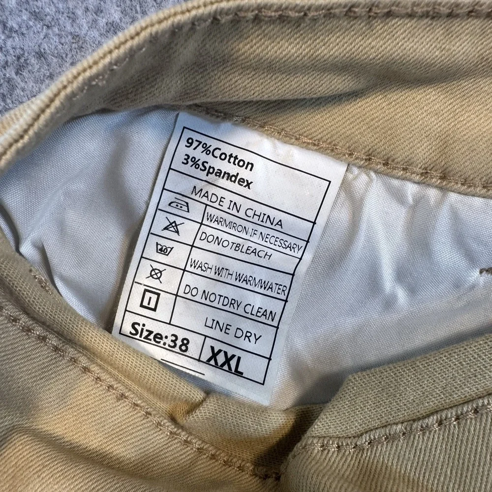 Unbranded Distressed Patchwork Pants 38 Khaki Frayed Streetwear Detail
